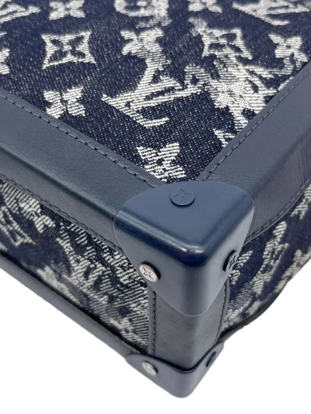 Louis Vuitton Soft Trunk Monogram Tapestry Canvas Crossbody Bag Navy Blue